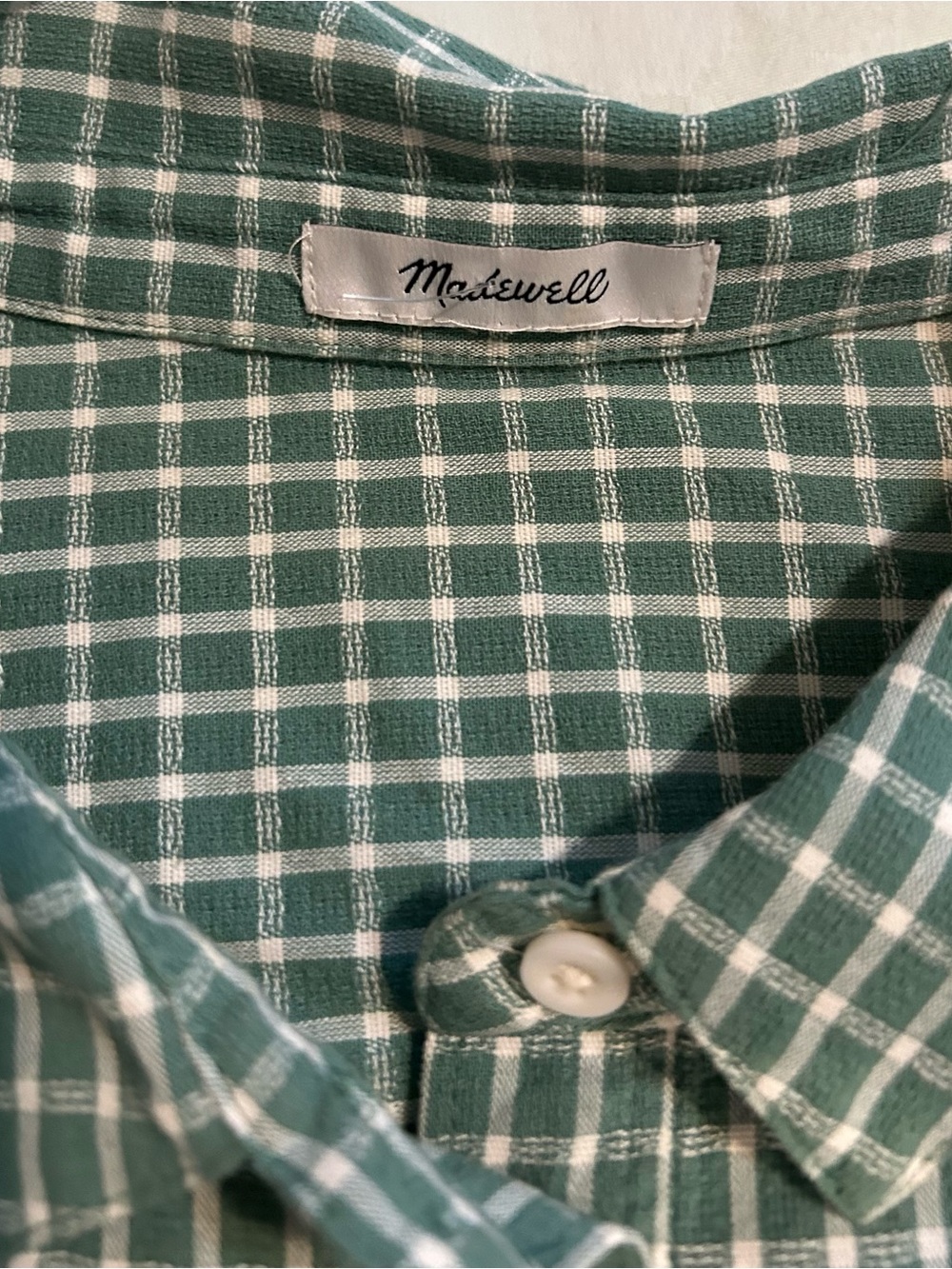 Madewell Women’s Green Check Tie-Hem Button-Down Shirt EUC Size 2X 18-20 - Picture 5 of 9